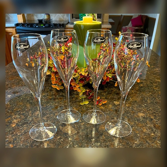 Luigi Bormioli Other - Luigi Bormioli-NWT-Set of ‘Accademia’ Crystal Italian Champagne Glasses-RARE!